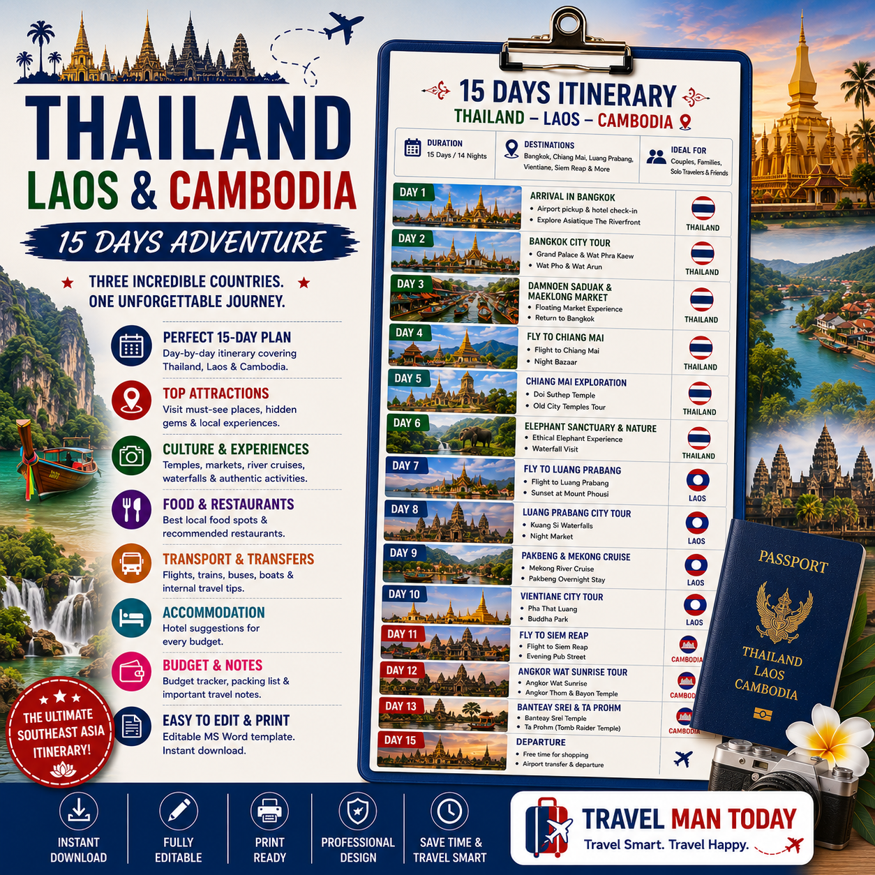 Thailand Cambodia Laos 15-Day Itinerary